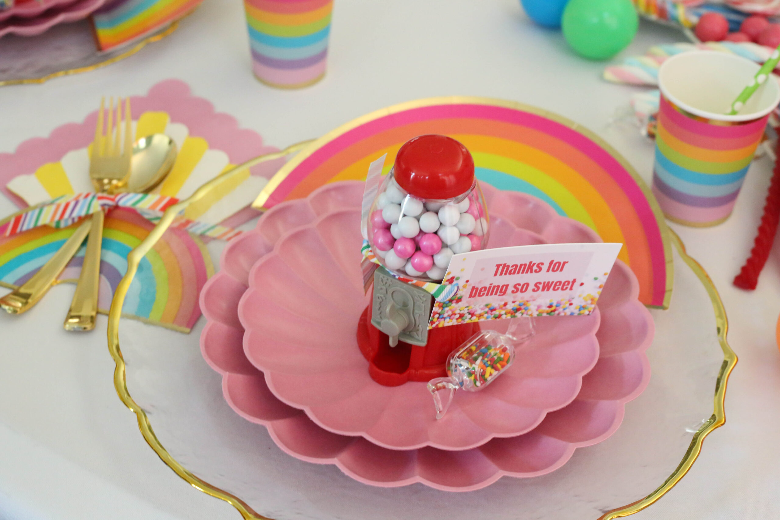 mini gumball machine party favor with printable thank you tag