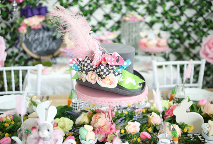 top hat centerpiece Easter in Wonderland