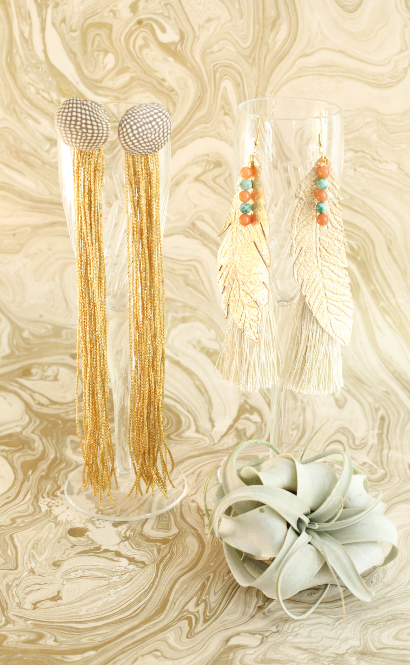 Boho glam statement earrings made by hand