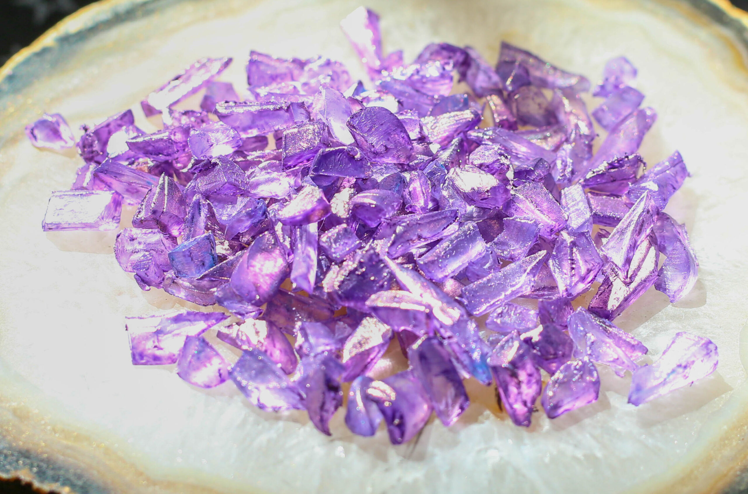 faux amethyst crystals made with FolkArt Color Shift Paint