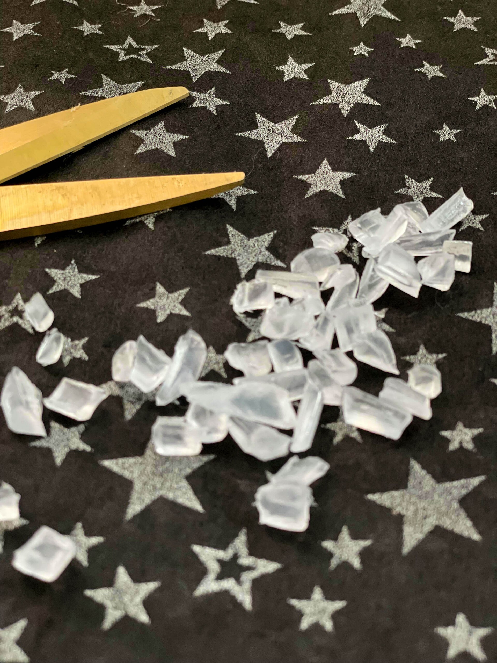 cut glue sticks to create diy faux crystals with color shift paint