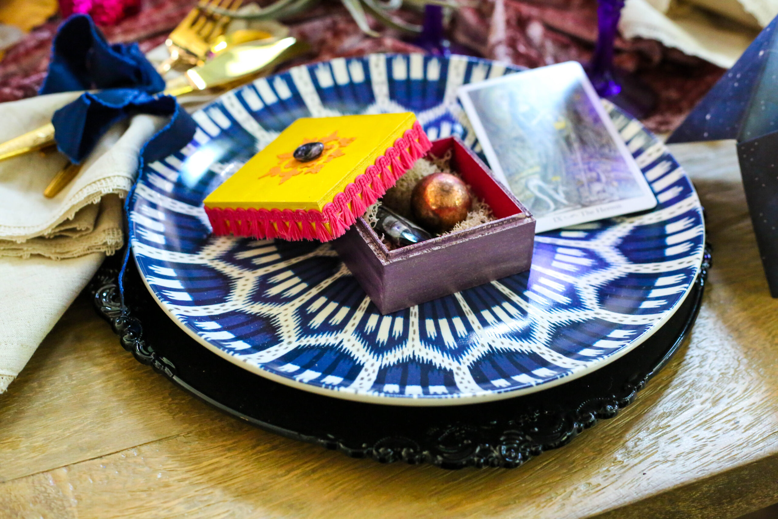 crystal gifts in wood boxes painted with Plaid color shift