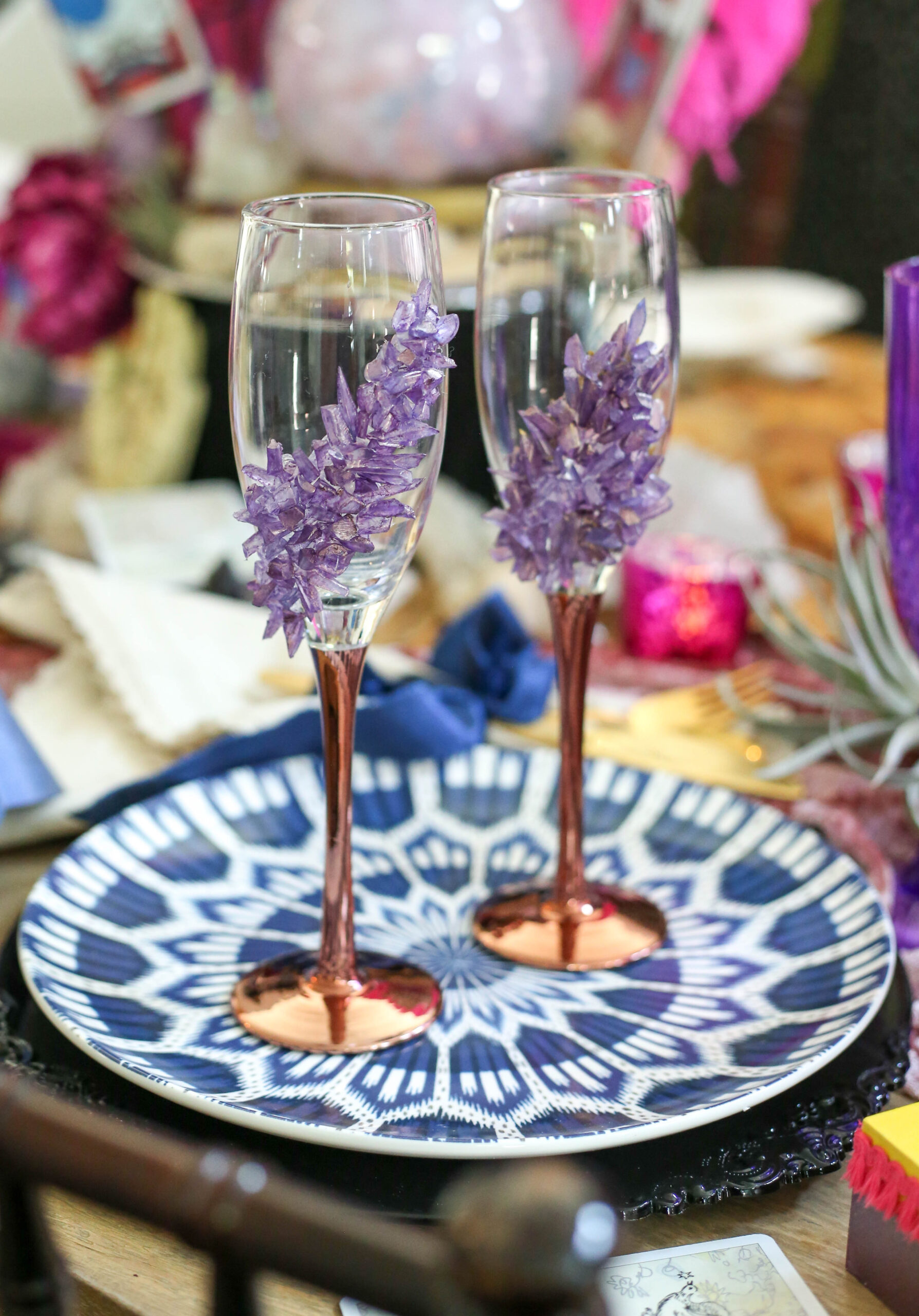 geode champagne glass DIY