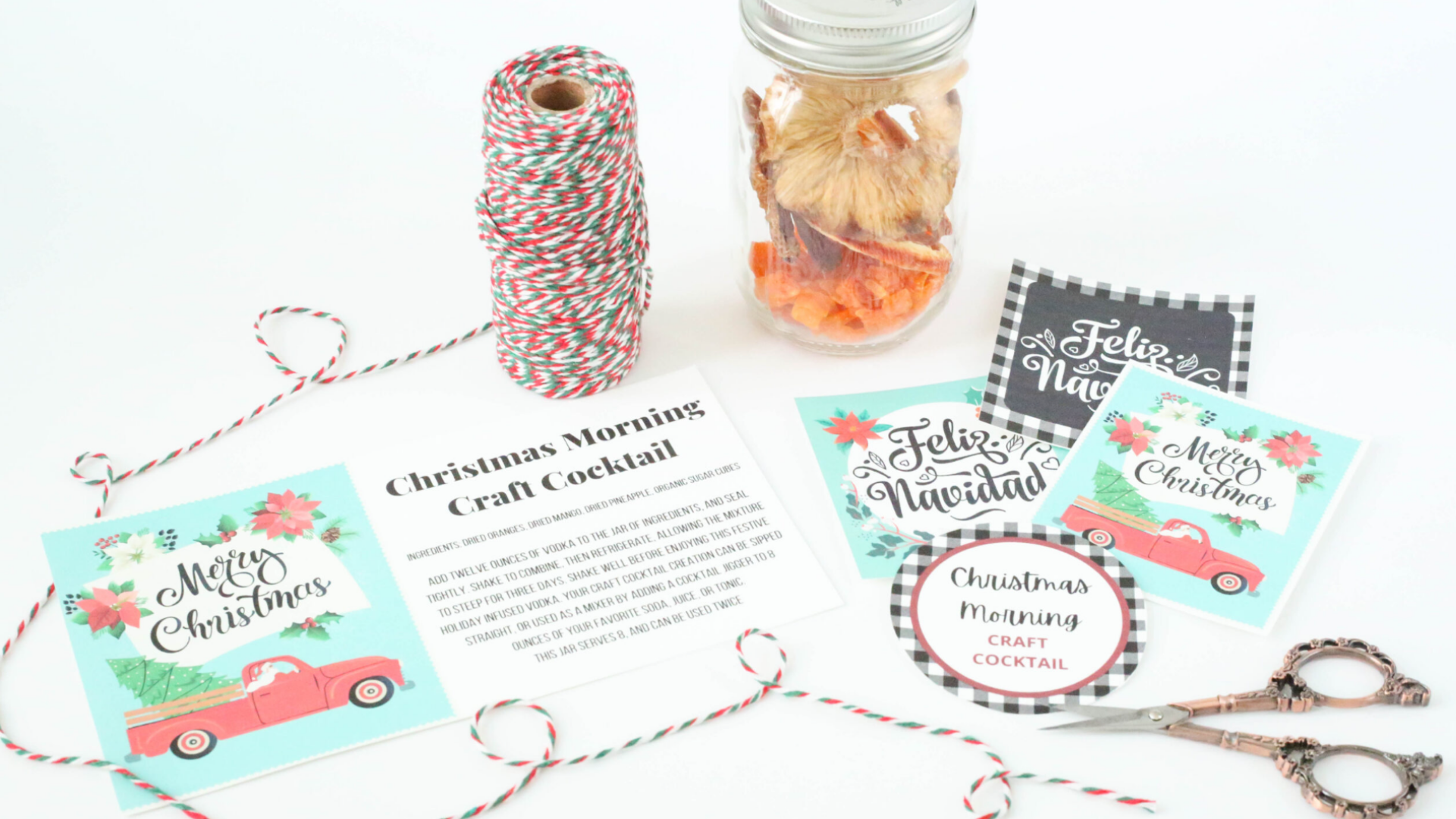 craft cocktails in mason jars and free holiday printables-11