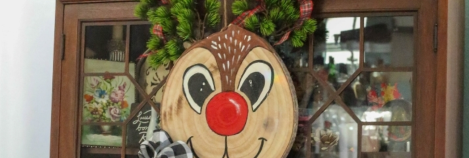wood slice reindeer craft, easy christmas craft