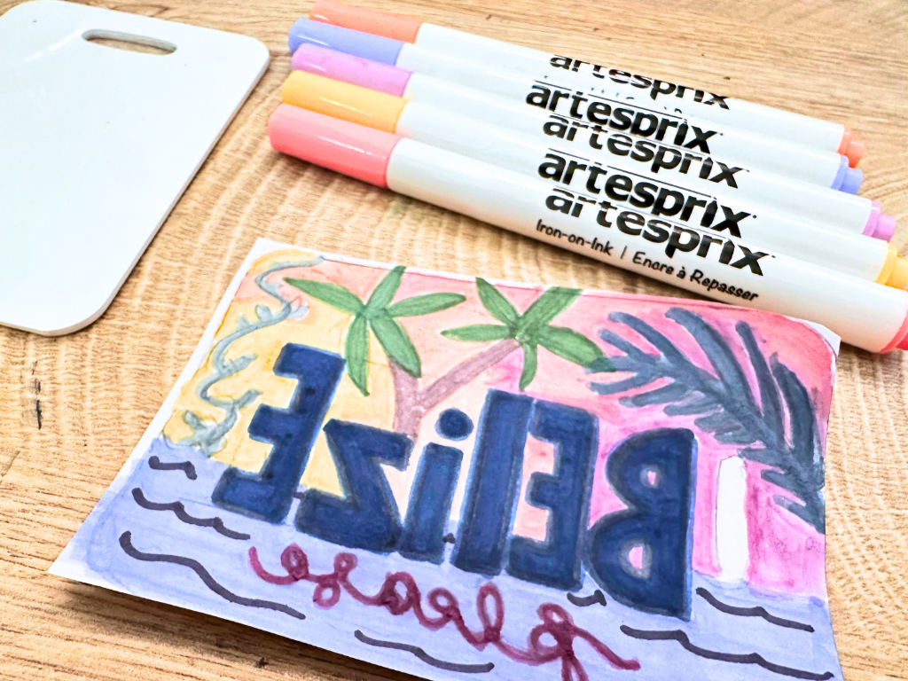 Belize themed travel tag made with sublimation markers and sublimation blanks luggage tag from Artexprix by Christie Troxell of Ritzy Parties