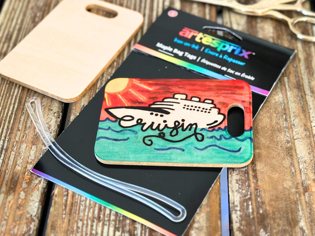 Artesprix creative Caribbean luggage tags made with sublimation markers and luggage tag sublimation blanks by Christie Troxell Ritzy Parties